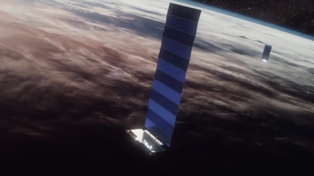 Starlink SpaceX satellites upclose in space